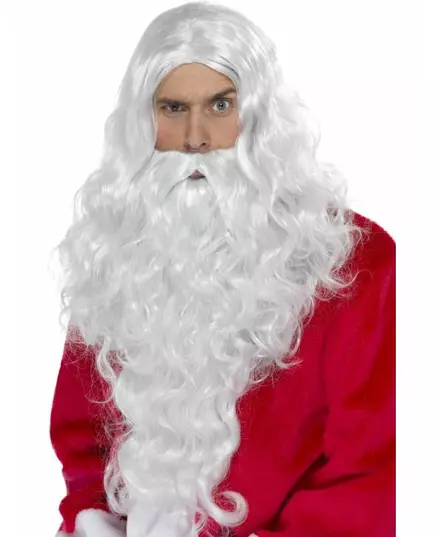 Peruk och skägg Jultomten för vuxen