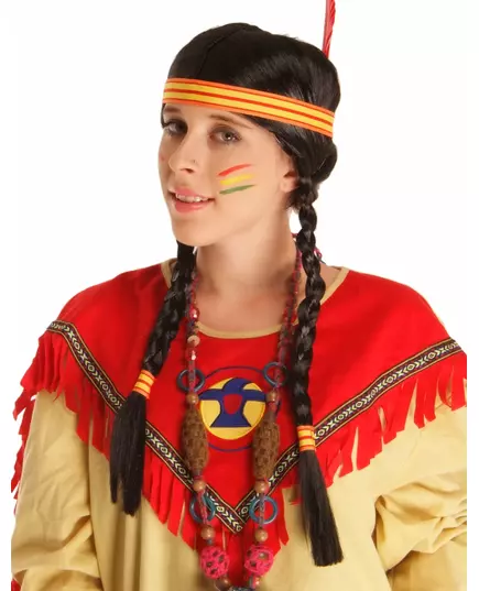 Indiankvinna-peruk med fjäder dam