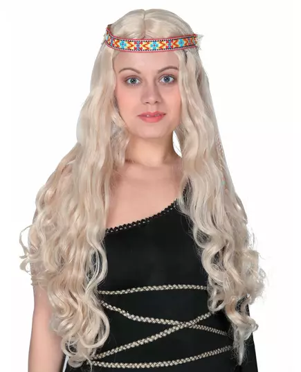 Lång blond hippieperuk dam