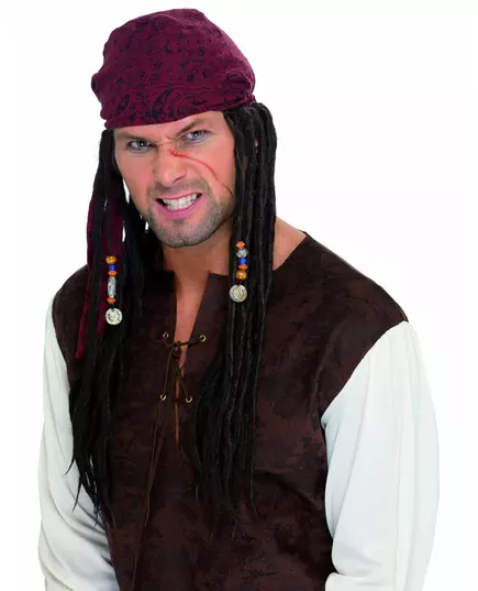 Piratherrperuk med dreadlocks