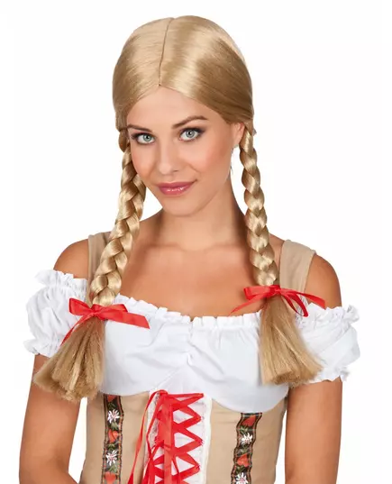 Flätad blond peruk dam