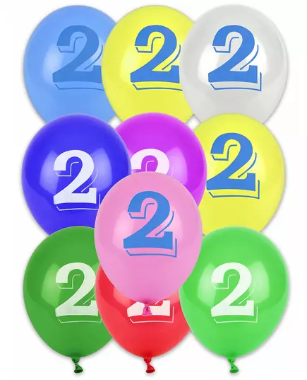 8 flerfärgade sifferballonger 2 30 cm