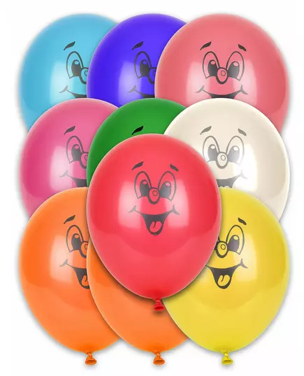 10 mångfärgade smileballonger 30 cm