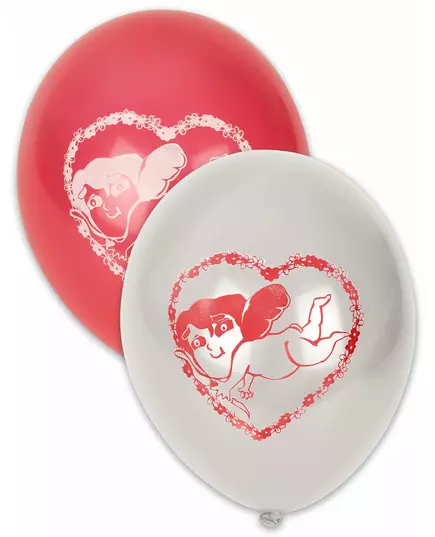 10 vita och röda Alla hjärtans dag-ballonger 30 cm