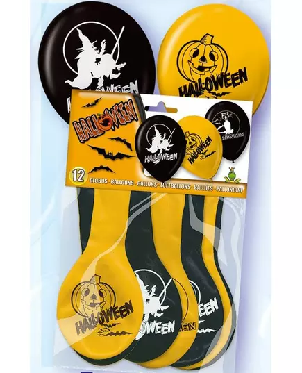 100 svarta och orange Halloweenballonger 30 cm