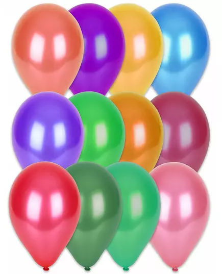 100 metalliska flerfärgade ballonger 29 cm