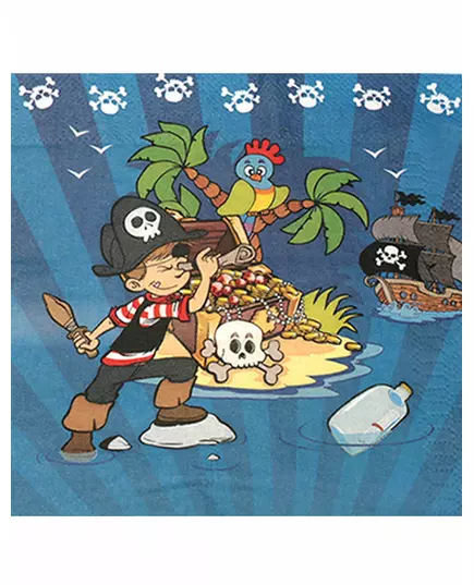 20 pappersservetter Piratens skatt 33 x 33 cm