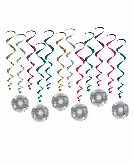 6 hängande spiraldekorationer Disco Ball