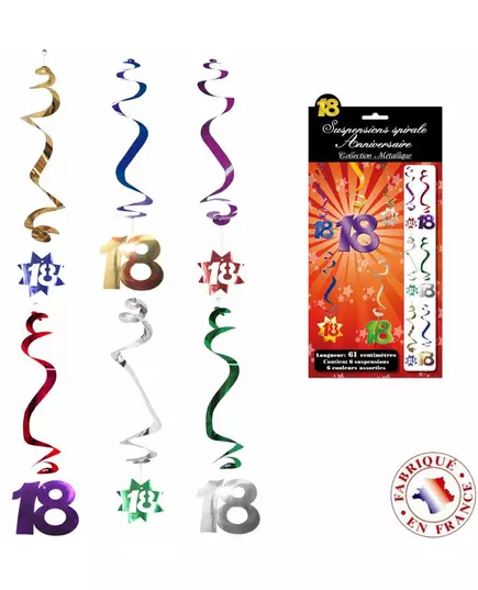 6 spiralformade hängdekorationer 18 år