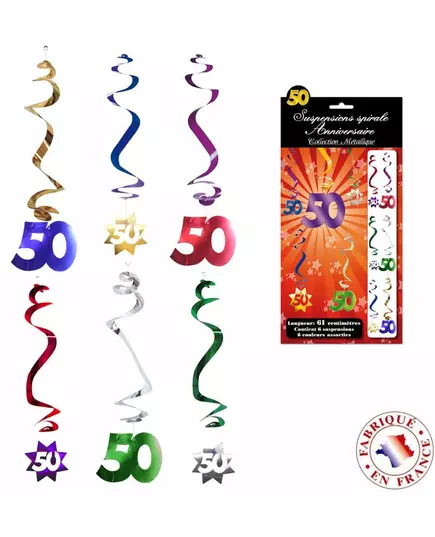 6 spiralhängdekorationer 50 år
