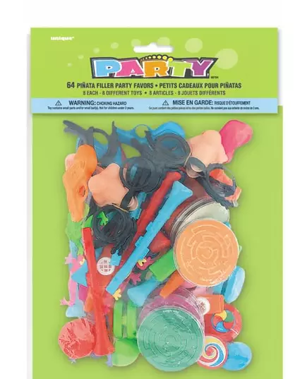 64 små leksaker för piñata