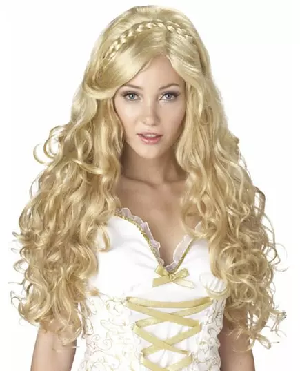 Blond lockig gudinneperuk för dam