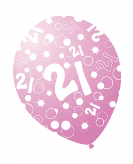 6 pärlemorskimrande rosa åldersballonger