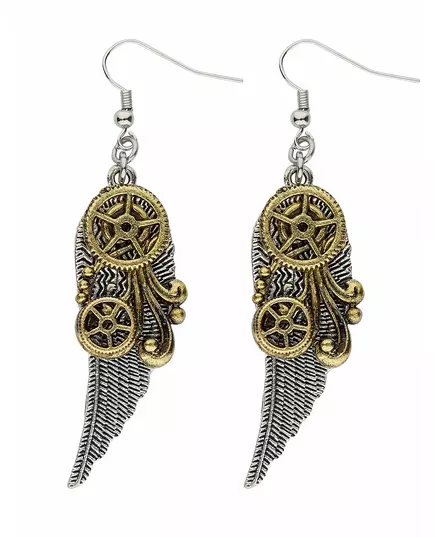 Örhängen med kugghjul och fjädrar vuxen Steampunk
