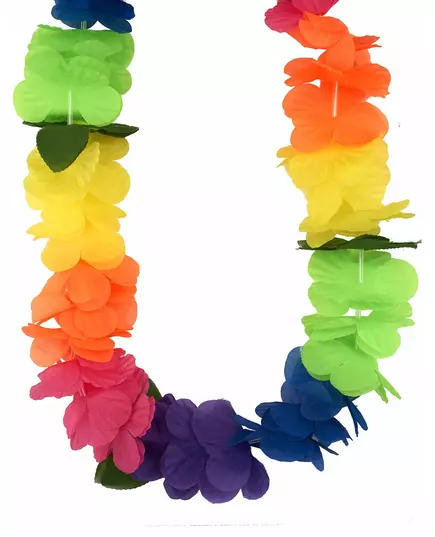 Hawaiianskt halsband med stora flerfärgade blommor