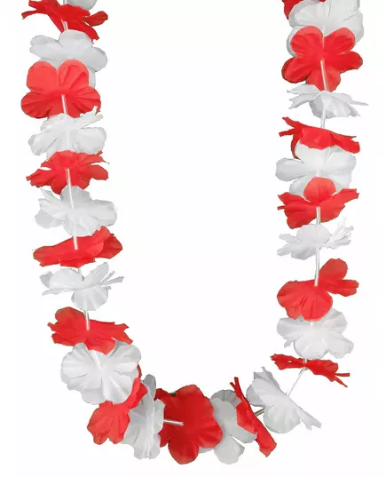 Hawaiianskt supporterhalsband rött och vitt vuxen