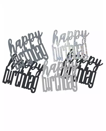 Grå/svarta konfettier Happy Birthday