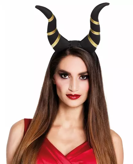 Svarta demonhorn dam Halloween