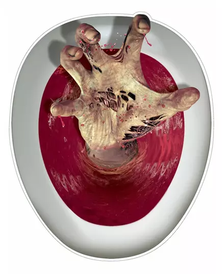 Självhäftande toalettdekoration zombihand 30,5 x 43,2 cm