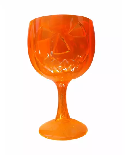 Orange plastvinglas med Halloweenpumpa