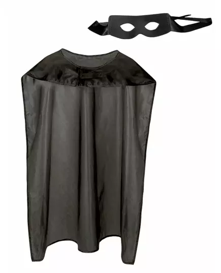Kit med mantel och mask superhjälte svart vuxen