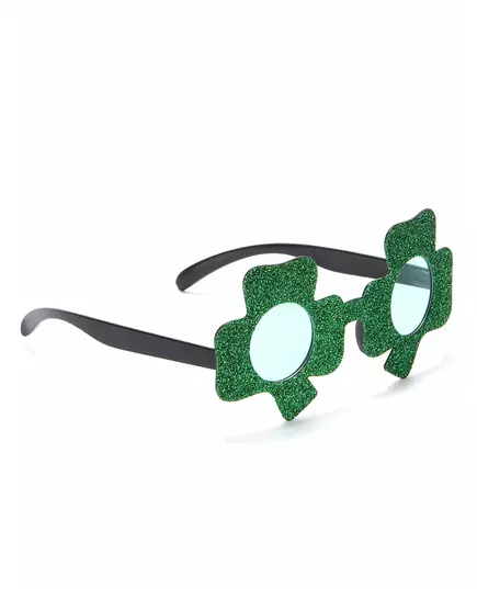 Glittriga gröna klöverglasögon Saint Patrick vuxen