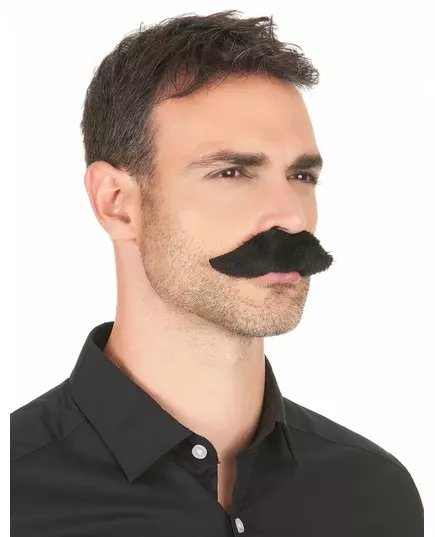 Svart självhäftande mustasch vuxen
