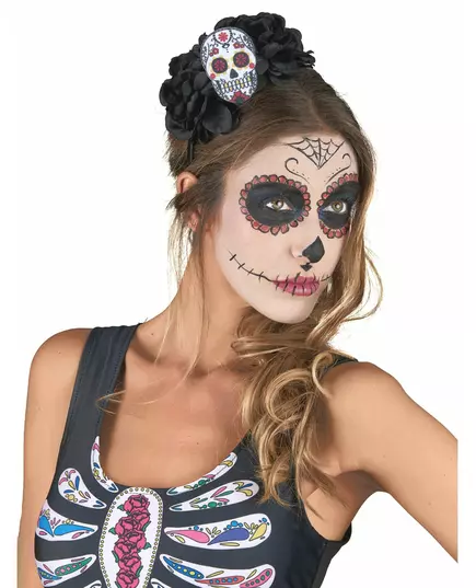 Dia De Los Muertos flerfärgat dödskalle-diadem vuxen