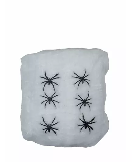 Vit spindelväv med spindlar 100 g Halloween