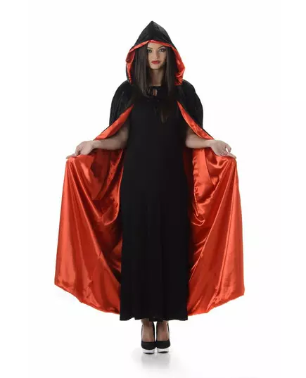 Röd och svart huvcape för vuxen Halloween