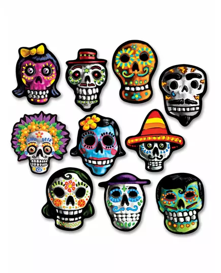10 kartongdekorationer Dia de los Muertos 12 x 9 cm