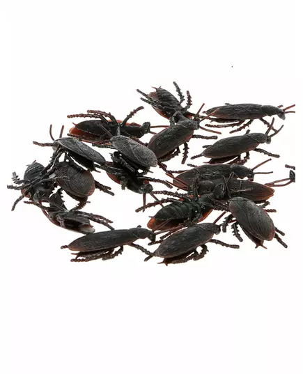 12 svarta kackerlackor 6 cm Halloween