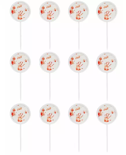 12 Halloween-picks med blodiga händer 7,5 cm