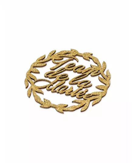 2 träkronor Team de la mariée med guldfärgade paljetter 7 cm