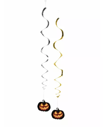 2 hängande dekorationer skräckinjagande pumpa 85 cm
