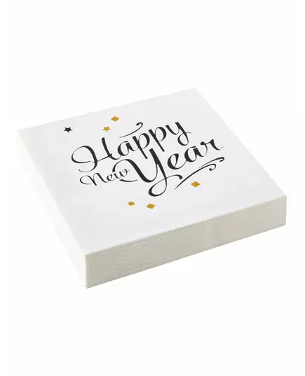 20 gyllene pappersservetter Happy New Year 33 x 33 cm
