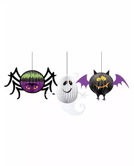 3 hängande 3D-dekorationer Halloween