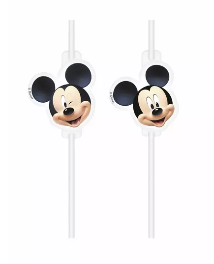 4 plast­sugrör med Mickey™-medaljong