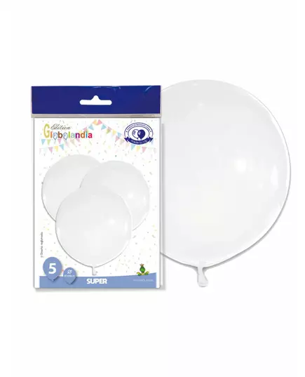 5 gigantiska vita latexballonger 47 cm