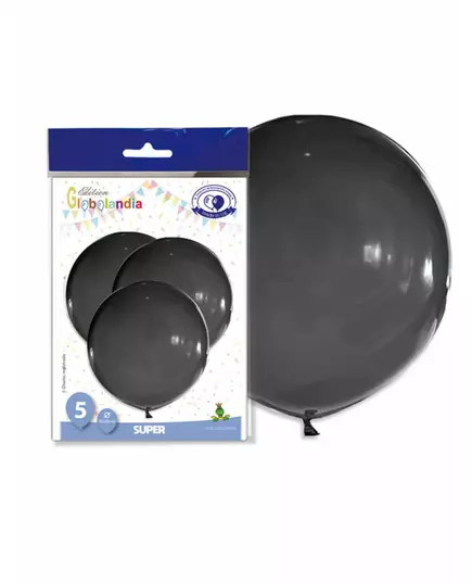 5 Svarta jättelika latexballonger 47 cm