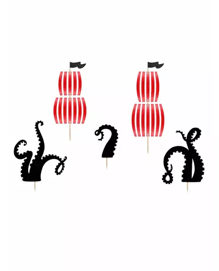 5 Tårtdekorationer piratfest 13,5–21,5 cm