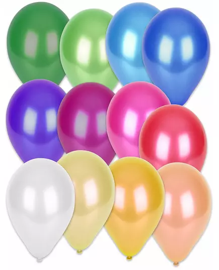 50 metalliska flerfärgade ballonger 30 cm