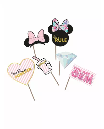 6 accessoarer med metallic-effekt för premiumfotobås Minnie™