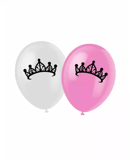 6 rosa prinsessballonger i latex 30 cm