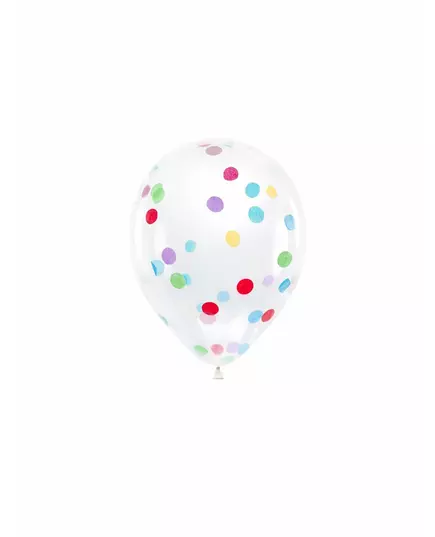 6 transparenta latexballonger med flerfärgade konfettibitar 30 cm