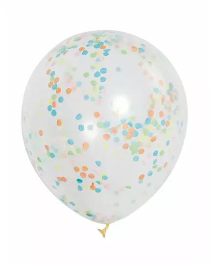 6 transparenta latexballonger med färgade konfettibitar 30 cm