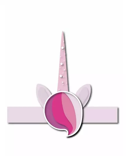 6 Enhörningshattar i kartong rosa 27 cm