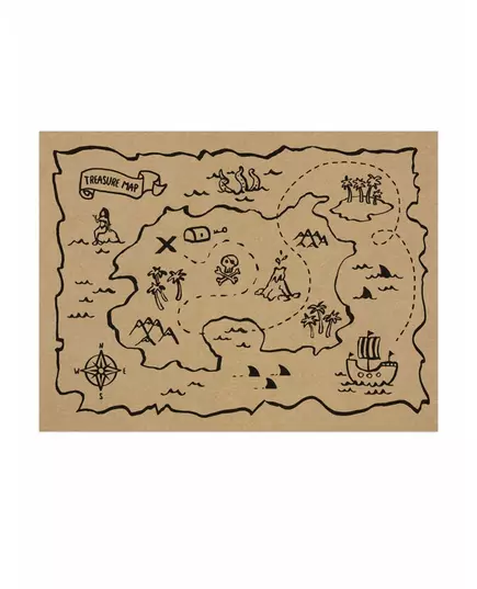 6 bordstabletter i kraftpapper skattkarta 40 x 30 cm