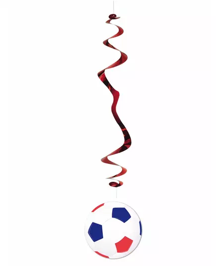 6 fotbollsballongdekorationer blå vita röda 80 cm