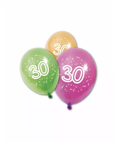 8 latexballonger 30-årsdag 30 cm